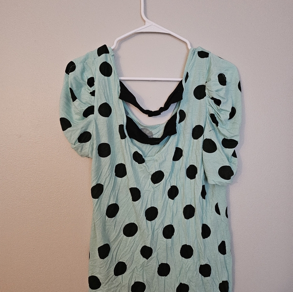 2X Forever 21 Turquoise Polka Dot Blouse - Picture 2 of 2